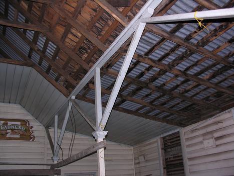 Timber roof inside a weatherboard church