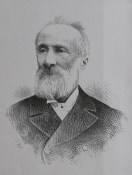 A drawing of a bearded man