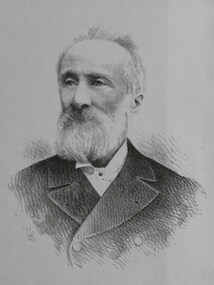 A drawing of a bearded man
