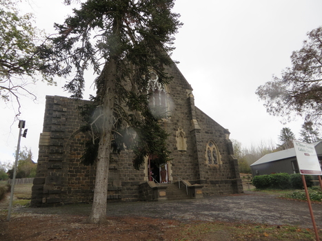 Exterior of a bluestone church
