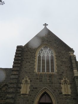 Exterior of a bluestone church