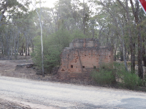 Brck remnants along a road