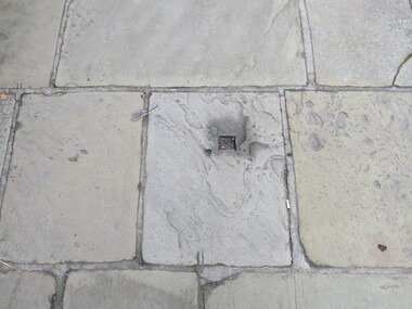 Digital Photograph, Stonemason mark, Richmond pavement, UK