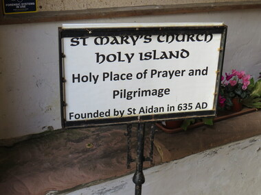 Digital photograph, Sign, St Mary's Church, Lindisfarne Island, UK