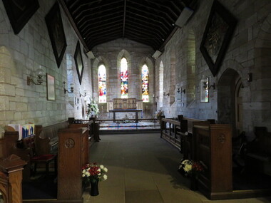 Digital photograph, St Mary's Church interior, Lindisfarne Island, UK