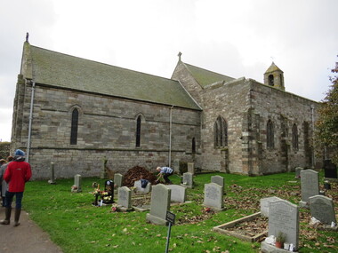 Digital photograph, St Mary's Church exterior, Lindisfarne Island, UK