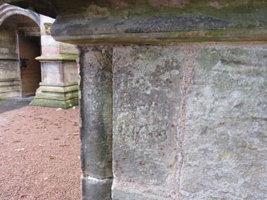 Archive - Digital photograph, Marks on stone, Rosslyn Chapel, UK, Rosslyn Chapel was founded in 1446 by Sir William St Clair. The beauty of its setting, in rural Midlothian, and the mysterious symbolism of its ornate stonework have inspired, attracted and intrigued writers, artists and visitors ever since