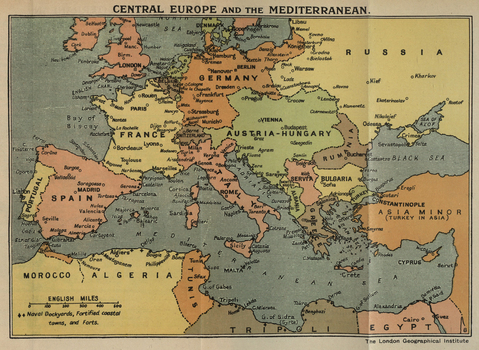 Map of the world during World War One