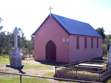 Weatherboard chapel in a cemetery