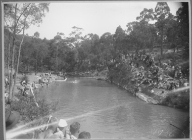 Photograph - Black and White, Racing at Hepburn Springs Swimming Pool, 1936