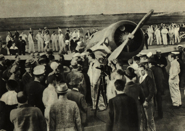 Image, Sir Charles Kingsford-Smith and Captain P. Taylor Complete the Last Leg of a flight to California, 1934