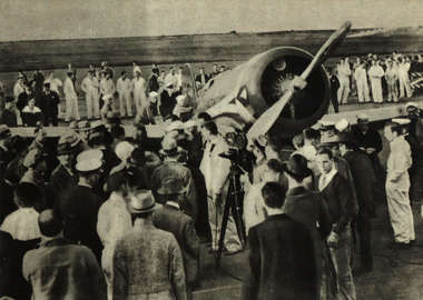 Photograph - Image, Sir Charles Kingsford-Smith and Captain P. Taylor Complete the Last Leg of a flight to California, 1934