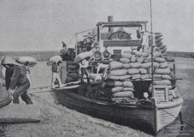 Photograph - Image - Black and White, Grain Boat on the Murray