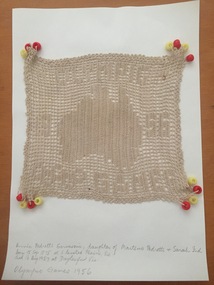 Domestic object - Doily, Anne Gervasoni (Pedretti), Olympic Games Doily, c1956