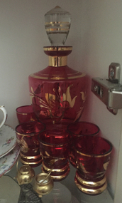 Object, Sherry decanter and glasses, c1955