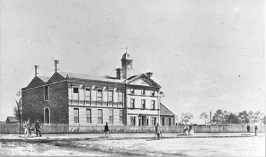Photograph - Photograph - Black and White, Ballarat Hospital, Drummond St, Ballarat, 1859