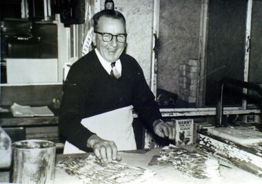 Photograph - Photograph - Black and White, Gus Gervasoni at Roberts' Grocery Store, Daylesford