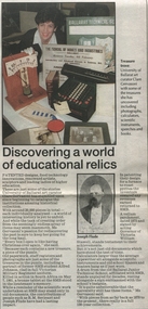 Newspaper article, Clare Gervasoni, Curator Historical Collection, 25 October 2000