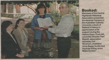 Photograph - Newspaper article, Central Highlands Historical Association Expo, 2001, 9 January 2001