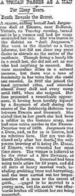 Document - Newspaper article, Death Reveals Secret, 1880s