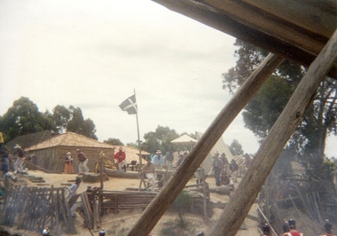 A number of people at a recreation of the Eureka Stockade
