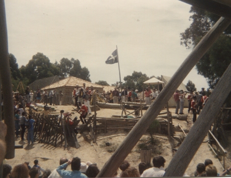 A number of people at a recreation of the Eureka Stockade
