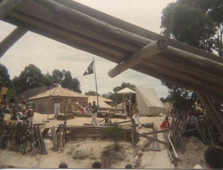A number of people at a recreation of the Eureka Stockade