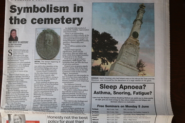 Newspaper clipping, Symbolism in the Cemetery