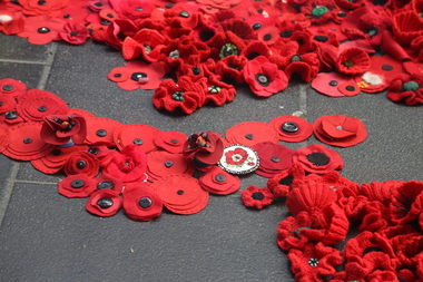 Photograph - Digital Image field of poppies Federation Square Melbourne 26-04-2015 atrium, L.J. Gervasoni, Field of Poppies Federation Square Melbourne 26-04-2015, 26/04/2015