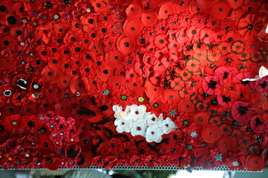 Photograph - Digital Image field of poppies Federation Square Melbourne 26-04-2015 atrium panels, L.J. Gervasoni, field of poppies Federation Square Melbourne 26-04-2015 atrium panels, 26-04-2015