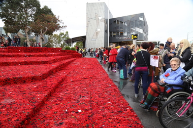 Digital Image field of poppies Federation Square Melbourne 26-04-2015 transport, field of poppies Federation Square Melbourne 26-04-2015 transport, 26-04-2015
