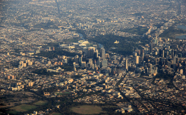 Digital Photograph, L.J. Gervasoni, Melbourne CBD on approach Melbourne Airport, 2016