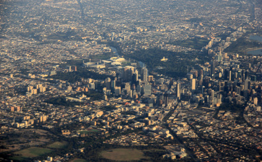 Digital Photograph, L.J. Gervasoni, Melbourne CBD on approach Melbourne Airport, 2016, 2016