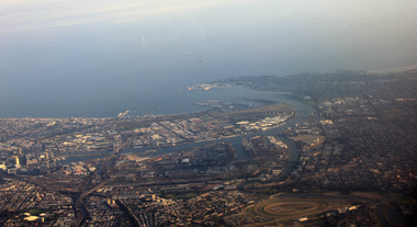 Photograph, L.J. Gervasoni, Mouth of the Yarra River from the air, 2016
