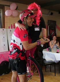Digital Photographs, L.J. Gervasoni, Love Your Sister Hepburn Homecoming Savoia Hotel Lisa on unicycle with Sam, 08/01/2014