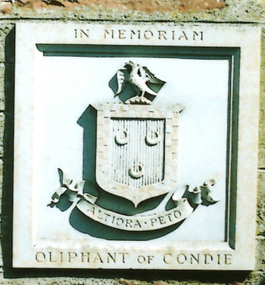 Photograph - Colour, Oliphant of Condie plaque, Forgandenny church, Scotland