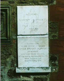 Photograph - Colour, Robert James Oliphant plaque, Forgandenny Church, Scotland