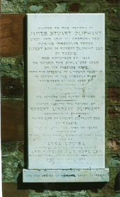 Photograph - Colour, Dorothy Wickham, James Stuart Oliphant plaque, Forgandenny Church, Perthshire, Scotland