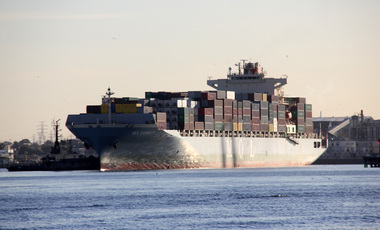 Digital photographs, L.J. Gervasoni, Yarra River Melbourne Docklands MOL Earnest container ship, 2015