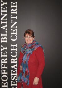 Photograph - Colour, Dorothy Wickham at the Geoffrey Blainey Research Centre, Federation University