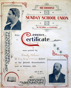 Certificate, Methodist Sunday School Union of Victoria and Tasmania, 1902