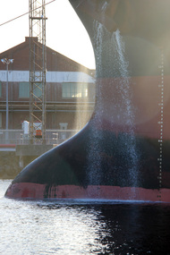 Digital photographs, L.J. Gervasoni, Yarra River Melbourne Docklands ship releases ballast, 2015