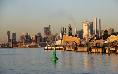 digital photographs, L.J. Gervasoni, Yarra River Melbourne Docklands wharves and markers, 2015