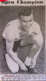 Photograph - Black and White, Ballarat East High School, Colin Hindson, Open athletic champion