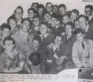 Newspaper clipping, Ballarat East High School, Footballers, 1957