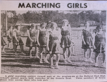 Newspaper clipping, Ballarat East High School, Girls Marching