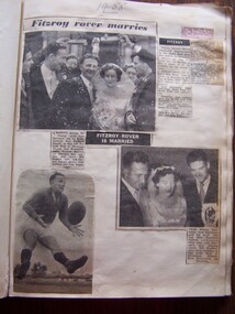 Digital copy, Jack Gervasoni football scrapbook engagement and wedding, 1950s