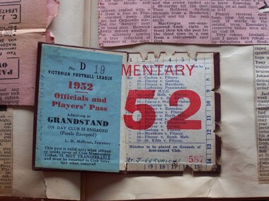 Digital copy, Jack Gervasoni football scrapbook 1952 Fitzroy membership, 1950s