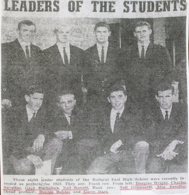 Newspaper clipping, Ballarat East High School, Leaders of the Students