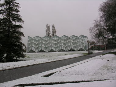 Photograph - Photograph - Colour, Robert Clark Centre in the Snow, Ballarat Botanical Gardens, c2009